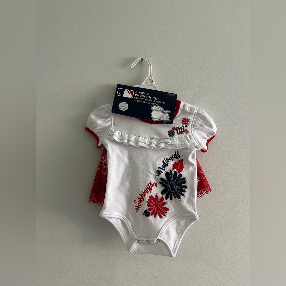 Washington Nationals Baby Girl Outfit 12M NWT MLB Onesie Tutu Skirt Set Game Day - Picture 1 of 3